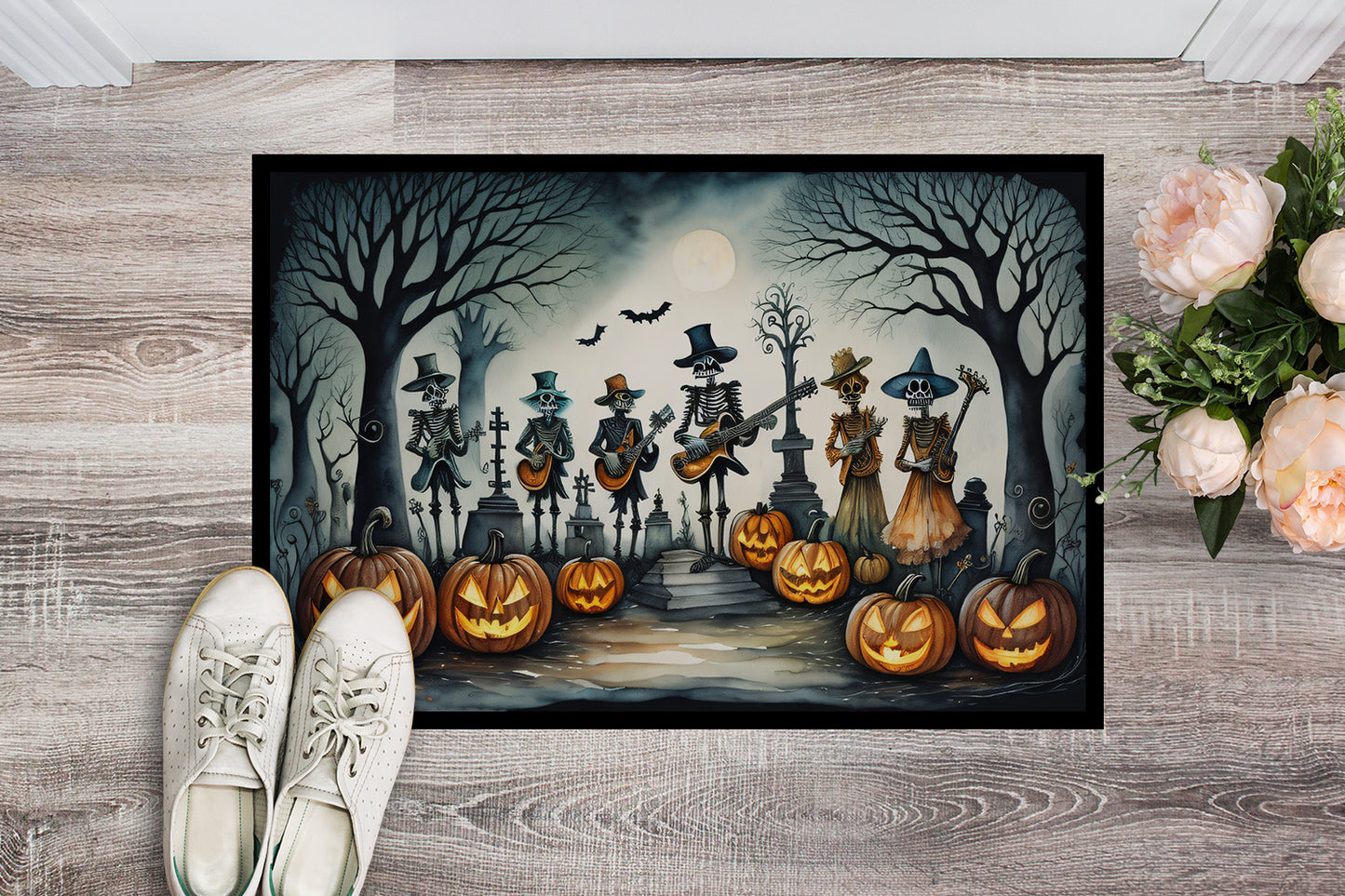 Mariachi Skeleton Band Spooky Halloween Doormat