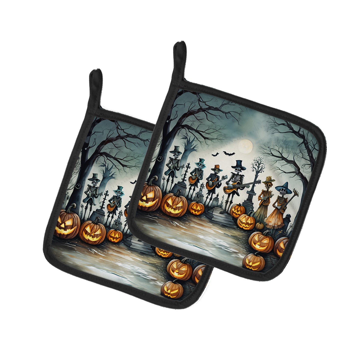 Buy this Mariachi Skeleton Band Spooky Halloween Pair of Pot Holders