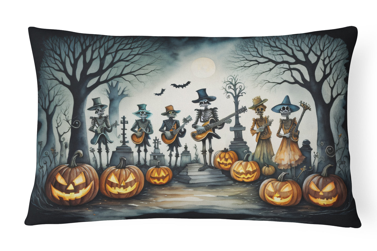 Buy this Mariachi Skeleton Band Spooky Halloween Throw Pillow