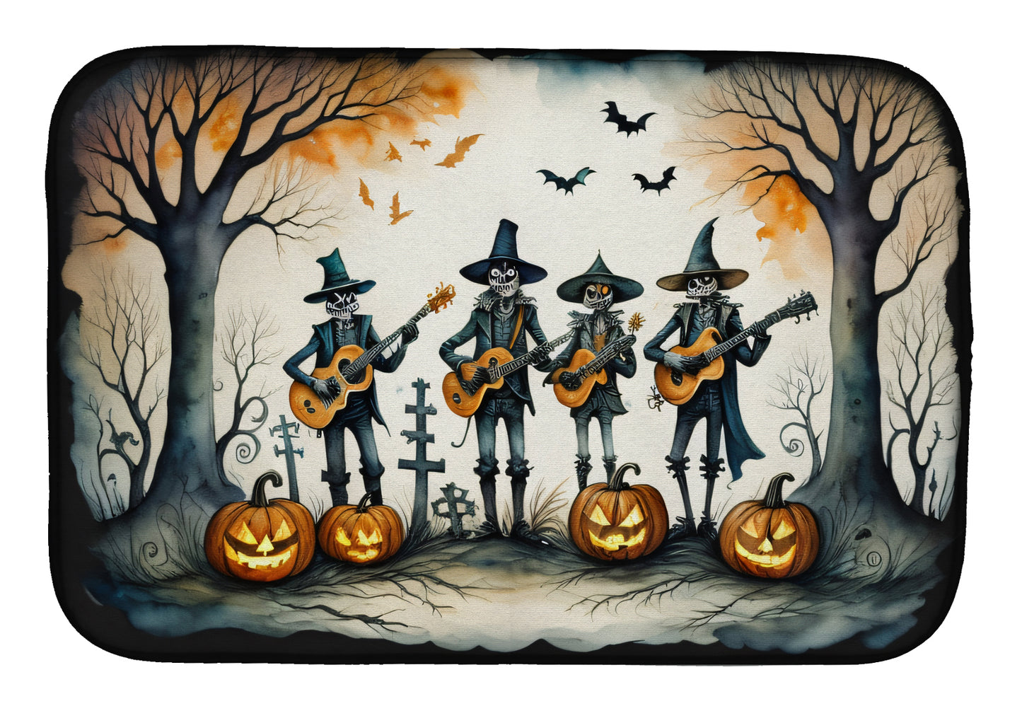 Buy this Mariachi Skeleton Band Spooky Halloween Dish Drying Mat