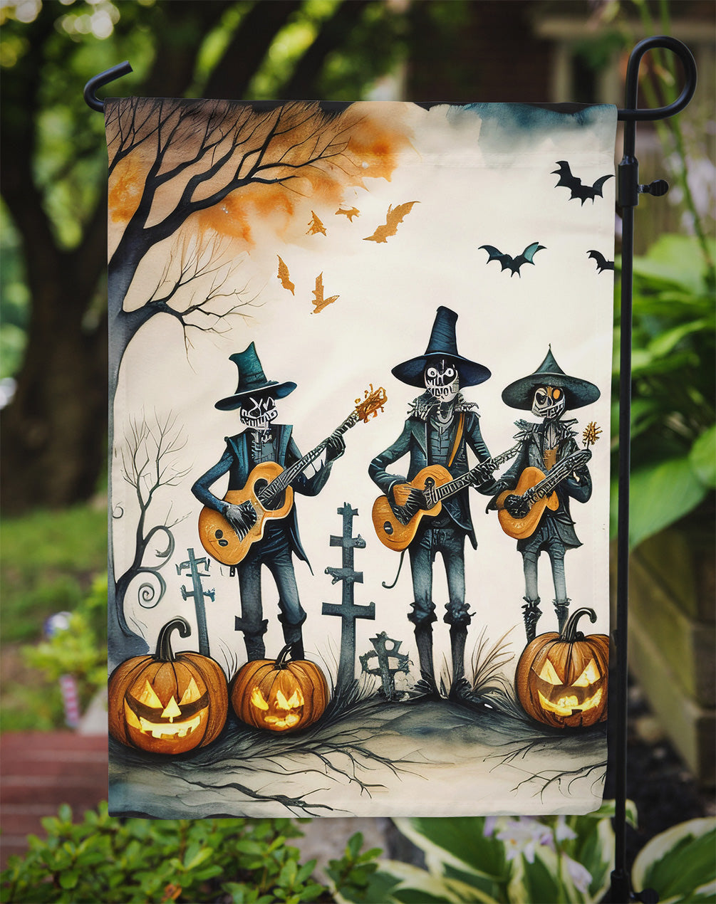 Mariachi Skeleton Band Spooky Halloween Garden Flag