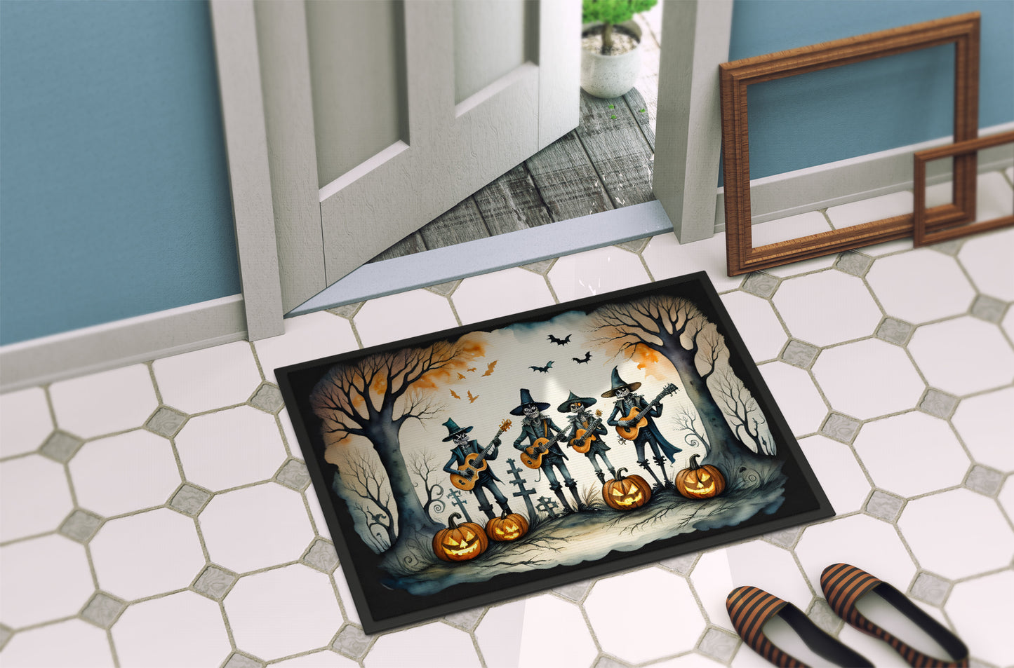 Mariachi Skeleton Band Spooky Halloween Doormat