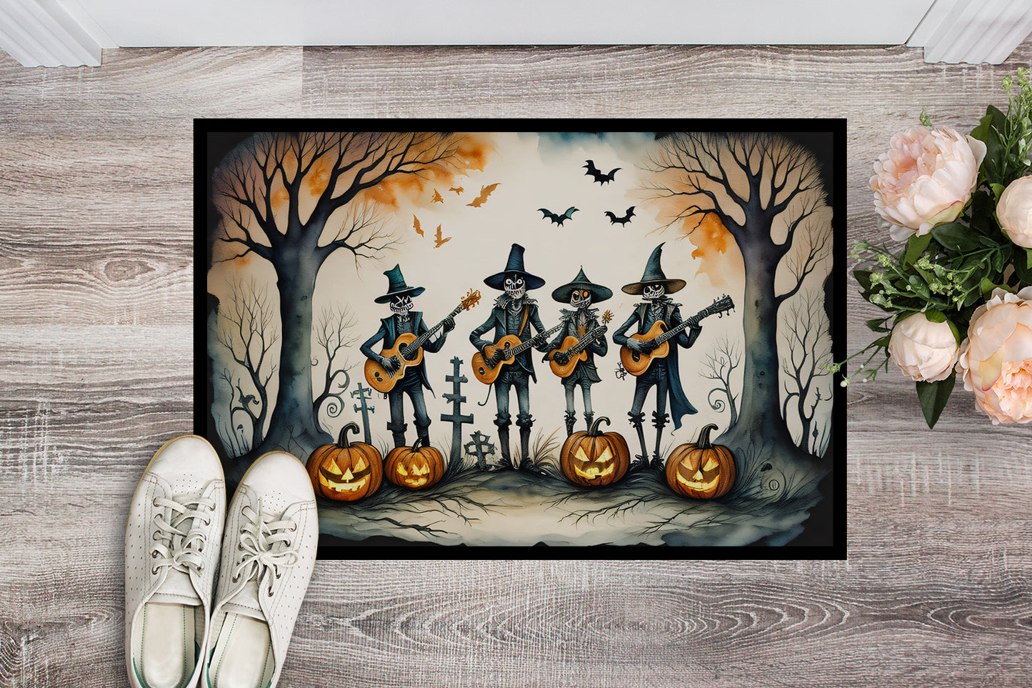 Mariachi Skeleton Band Spooky Halloween Doormat