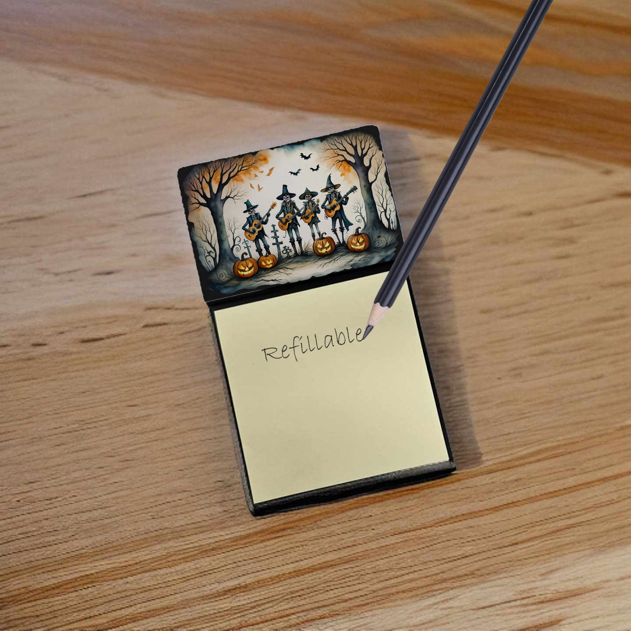 Mariachi Skeleton Band Spooky Halloween Sticky Note Holder