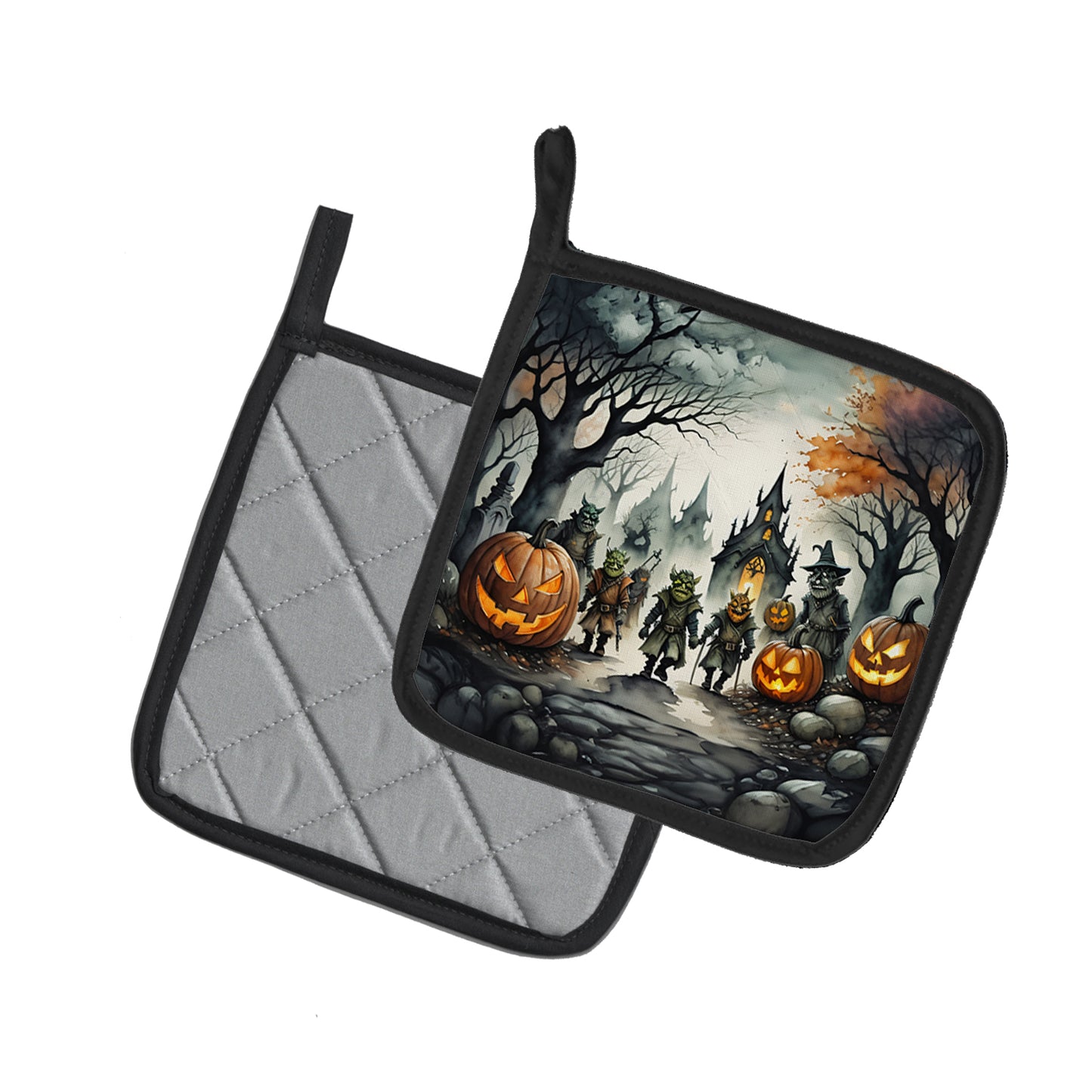 Orcs Spooky Halloween Pair of Pot Holders