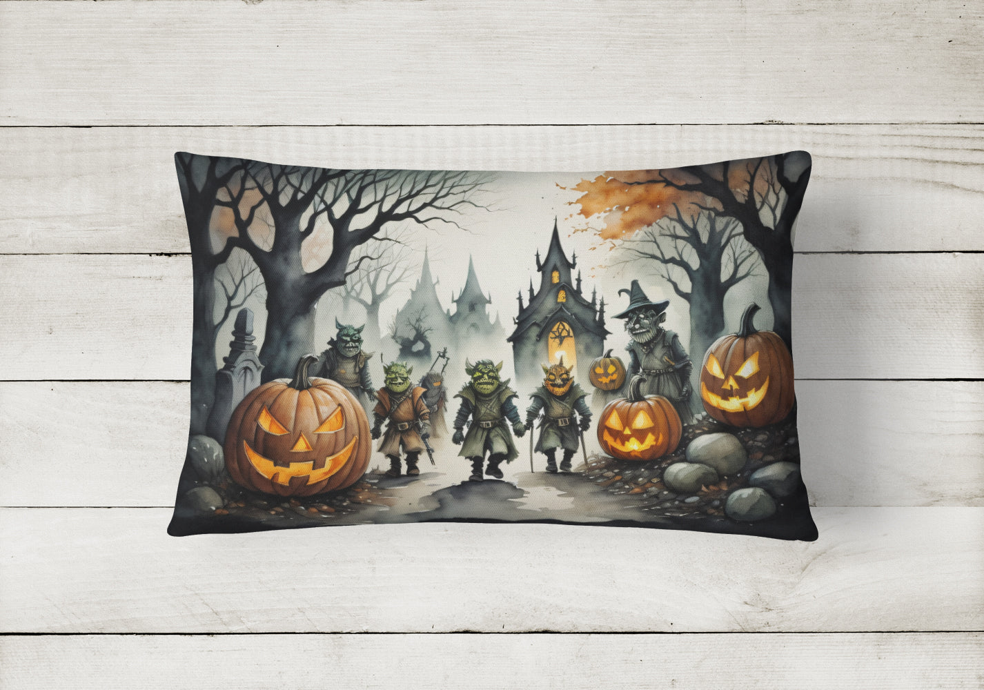 Orcs Spooky Halloween Throw Pillow