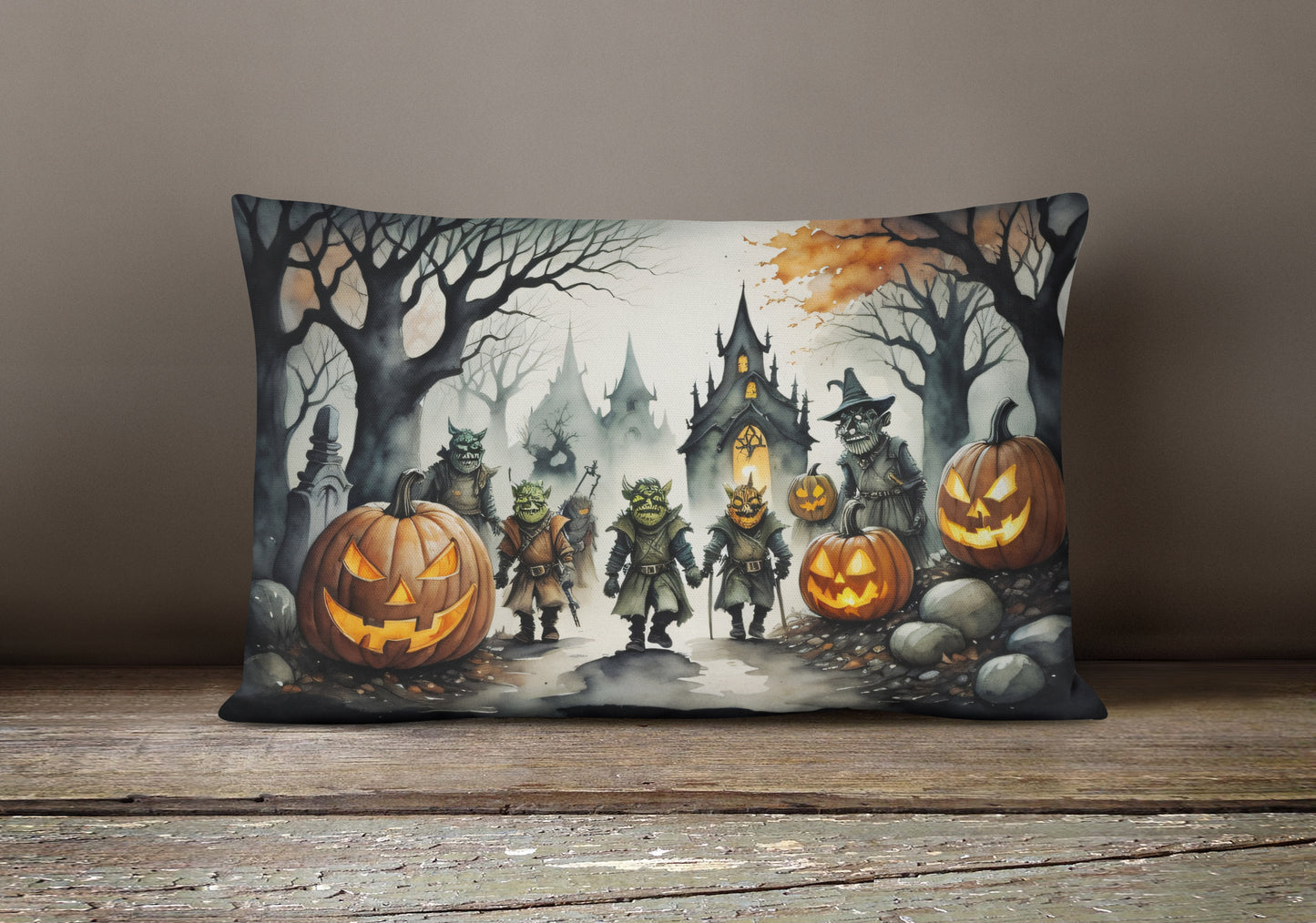 Orcs Spooky Halloween Throw Pillow