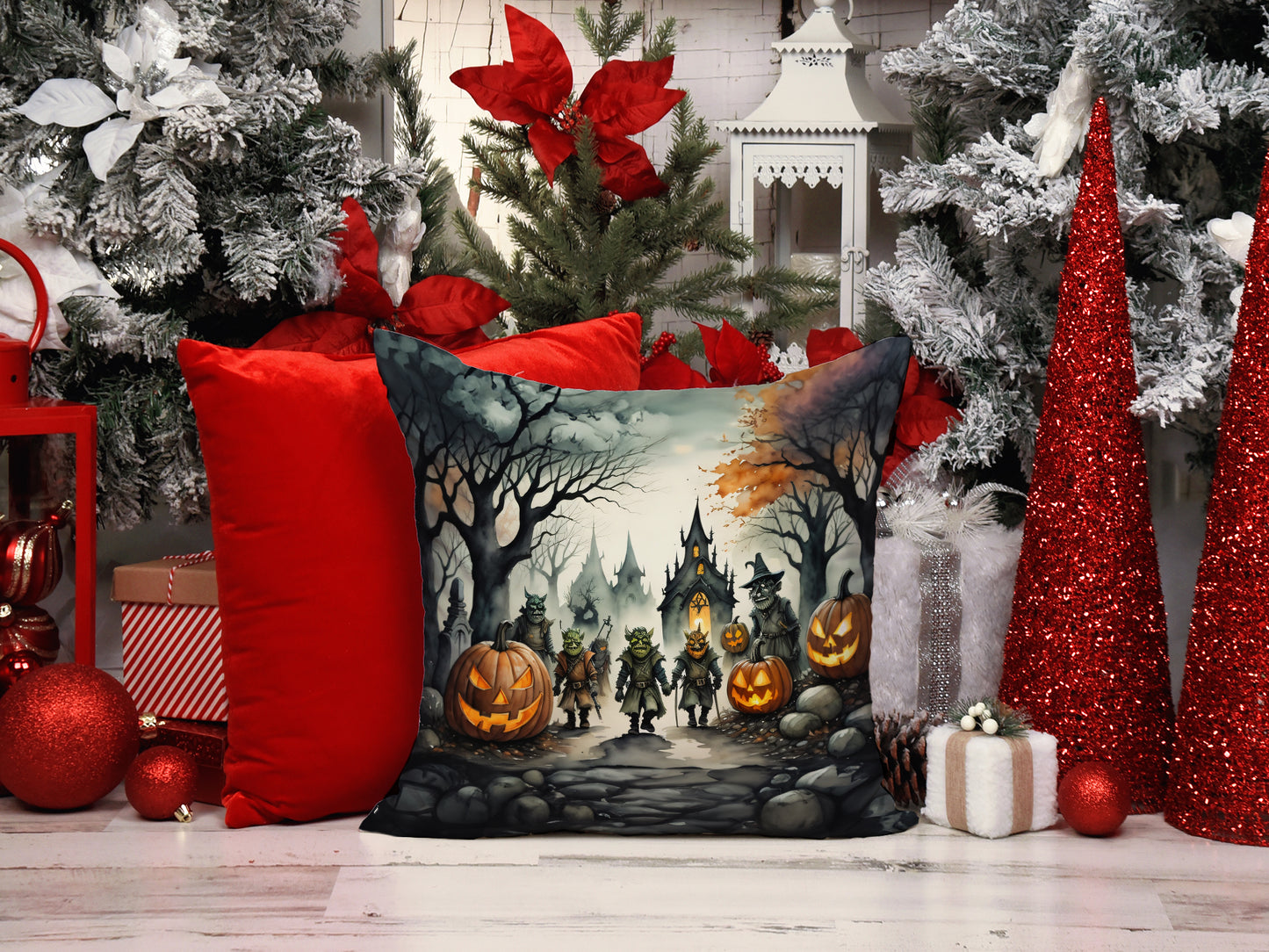 Orcs Spooky Halloween Throw Pillow