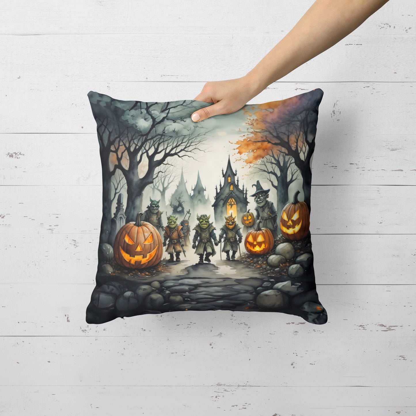 Orcs Spooky Halloween Throw Pillow