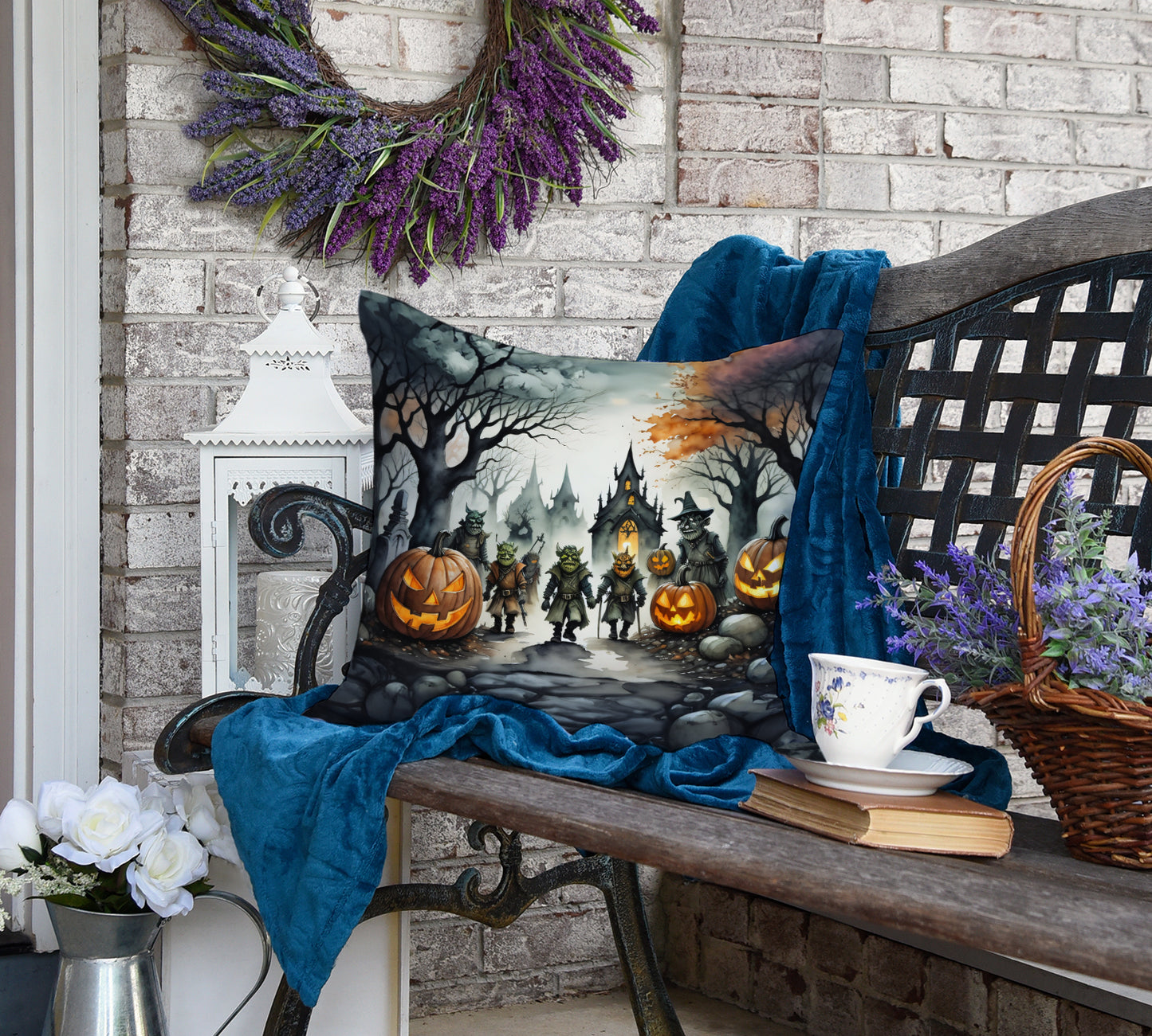 Orcs Spooky Halloween Throw Pillow