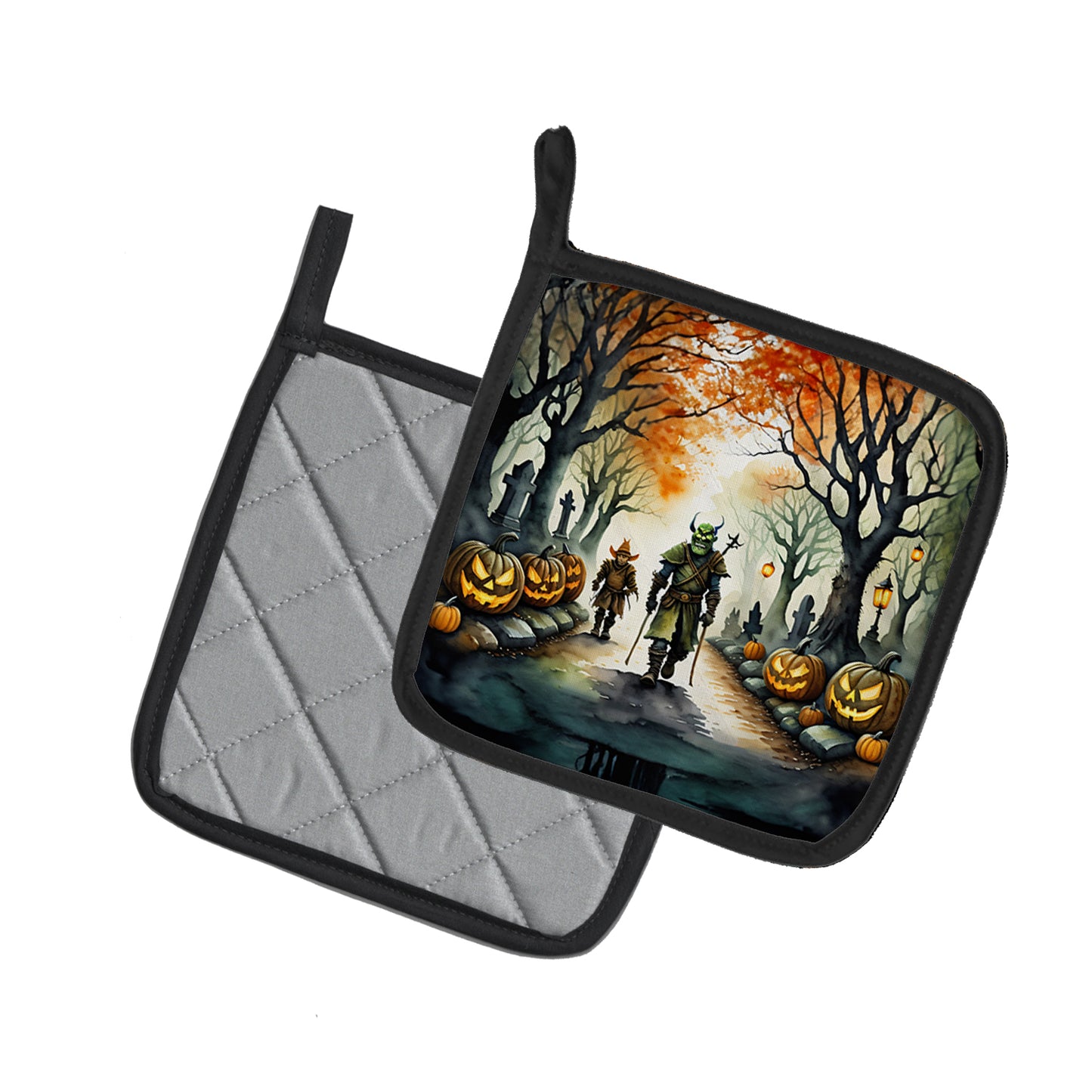 Orcs Spooky Halloween Pair of Pot Holders