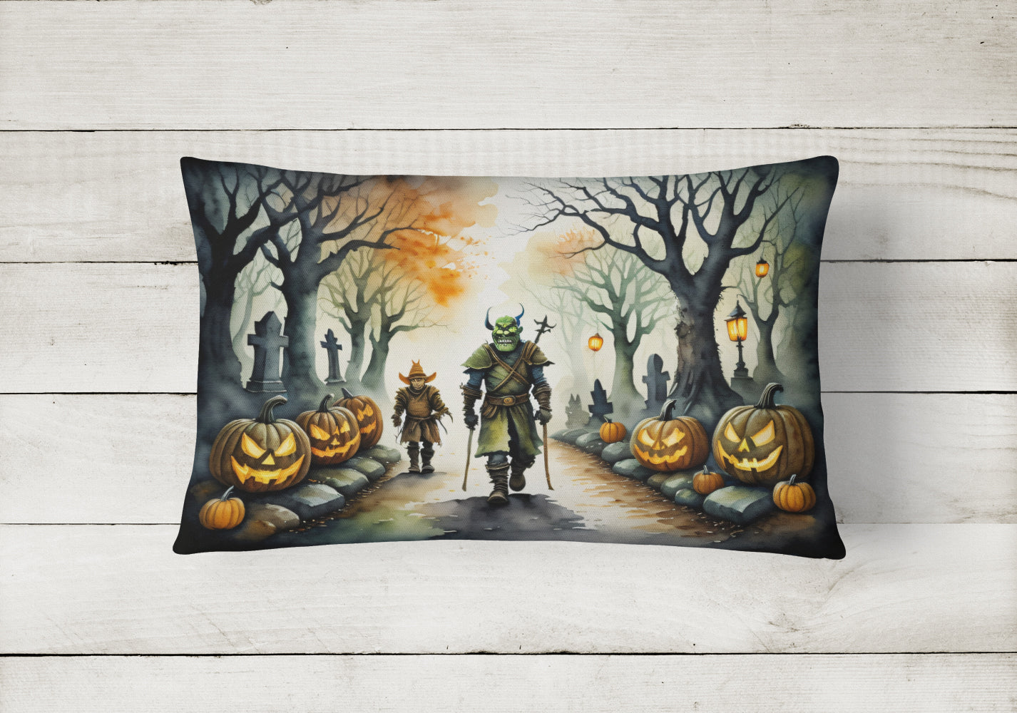 Orcs Spooky Halloween Throw Pillow