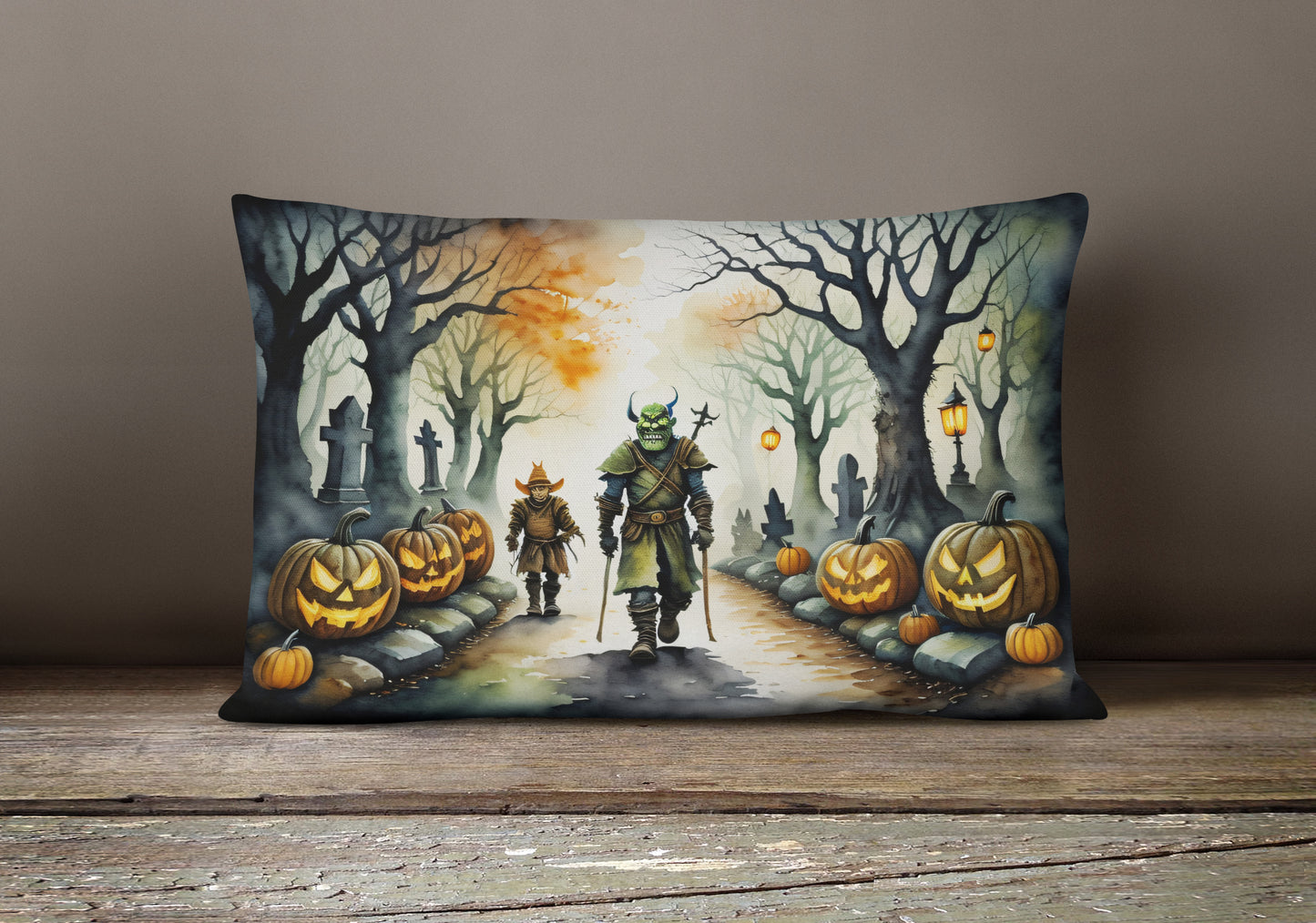 Orcs Spooky Halloween Throw Pillow