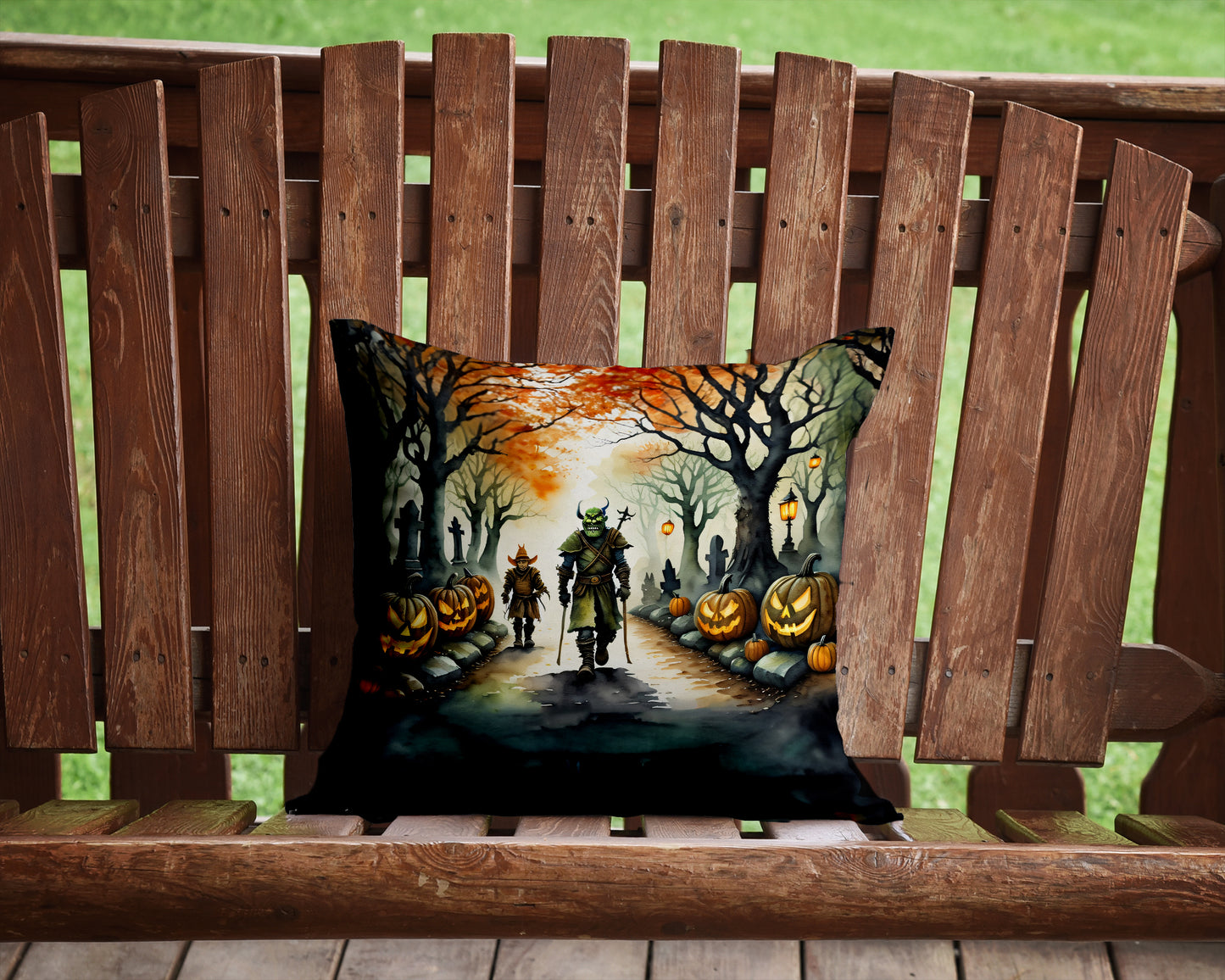 Orcs Spooky Halloween Throw Pillow