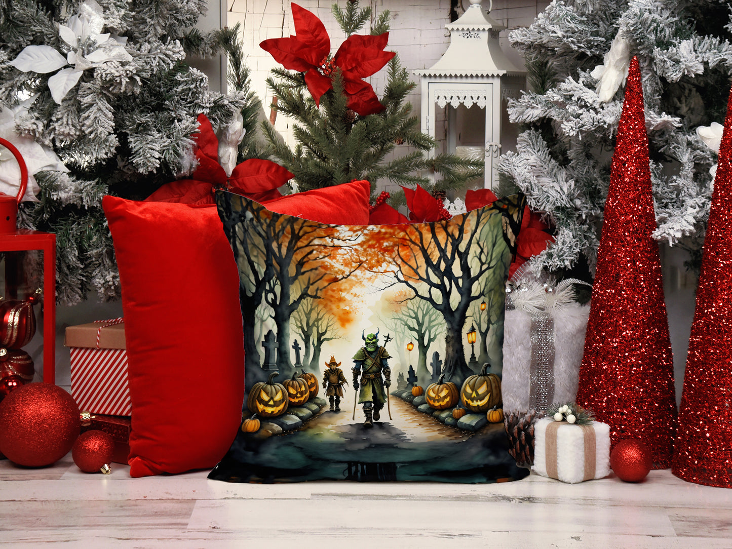 Orcs Spooky Halloween Throw Pillow