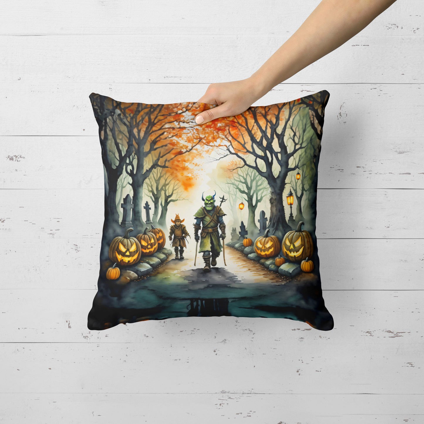 Orcs Spooky Halloween Throw Pillow