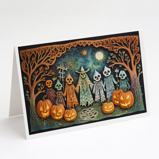 Buy this Papel Picado Skeletons Spooky Halloween Greeting Cards Pack of 8