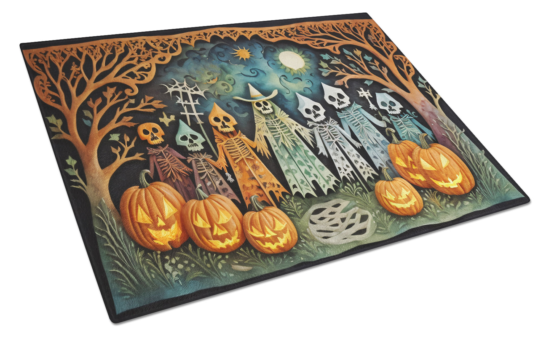 Buy this Papel Picado Skeletons Spooky Halloween Glass Cutting Board