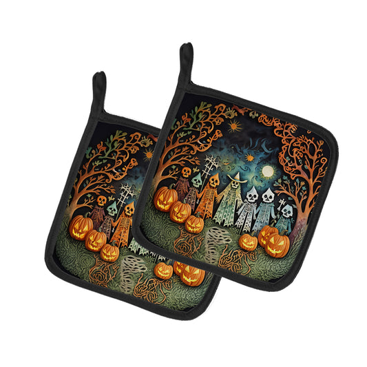 Buy this Papel Picado Skeletons Spooky Halloween Pair of Pot Holders