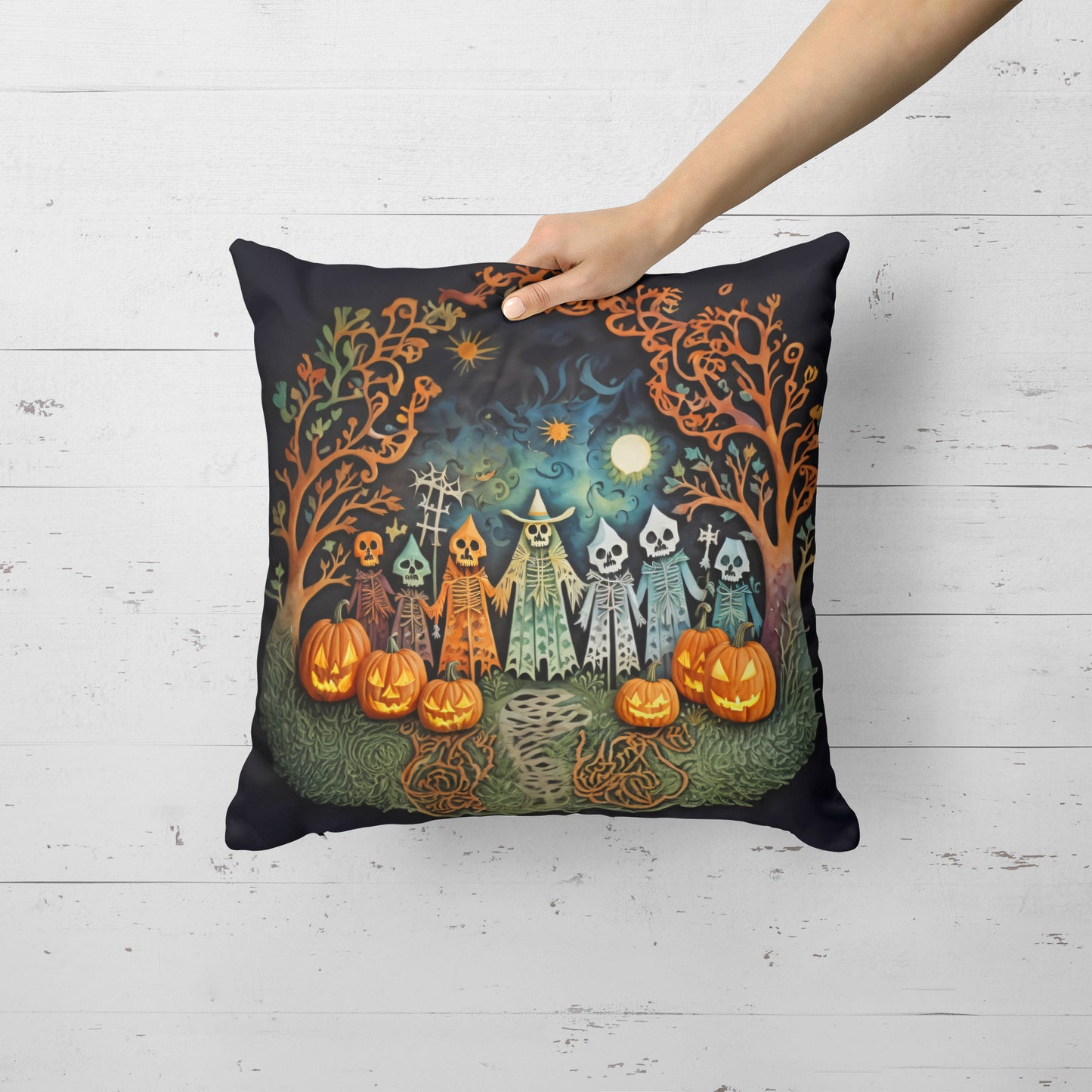 Papel Picado Skeletons Spooky Halloween Throw Pillow
