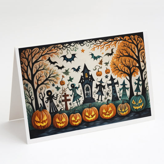 Buy this Papel Picado Skeletons Spooky Halloween Greeting Cards Pack of 8
