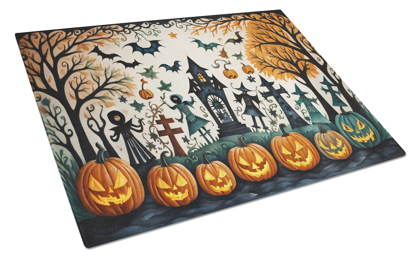 Buy this Papel Picado Skeletons Spooky Halloween Glass Cutting Board