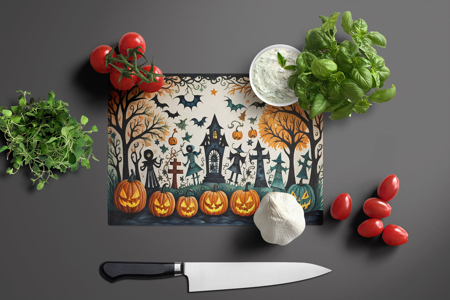 Papel Picado Skeletons Spooky Halloween Glass Cutting Board