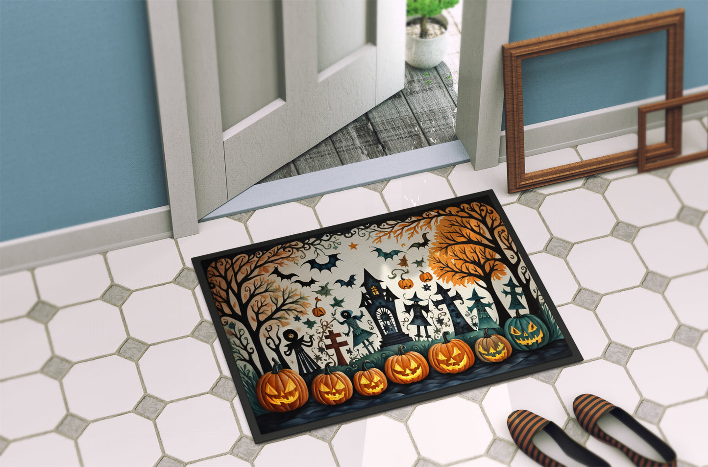 Papel Picado Skeletons Spooky Halloween Doormat