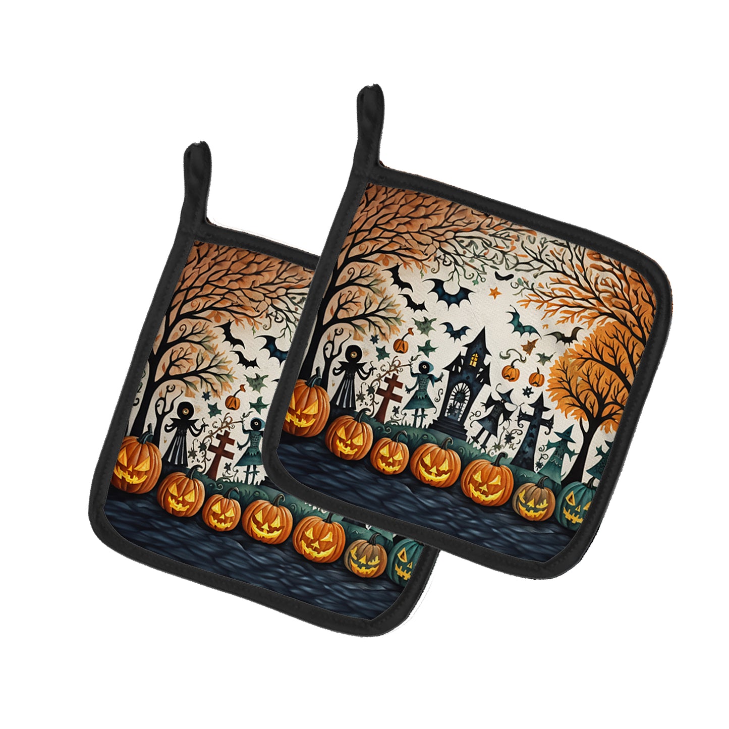 Buy this Papel Picado Skeletons Spooky Halloween Pair of Pot Holders
