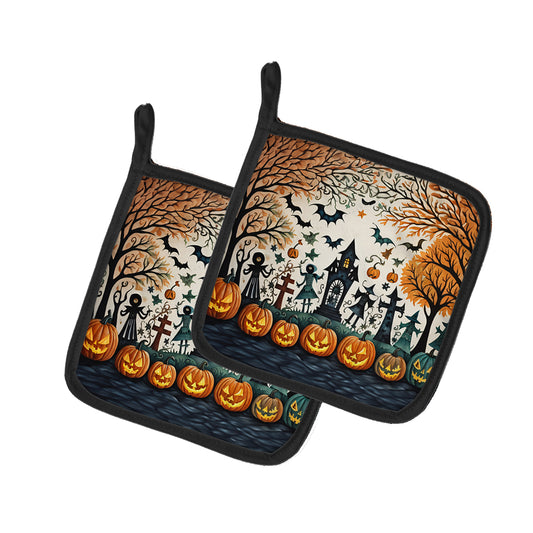 Buy this Papel Picado Skeletons Spooky Halloween Pair of Pot Holders