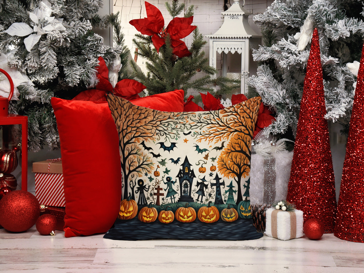 Papel Picado Skeletons Spooky Halloween Throw Pillow