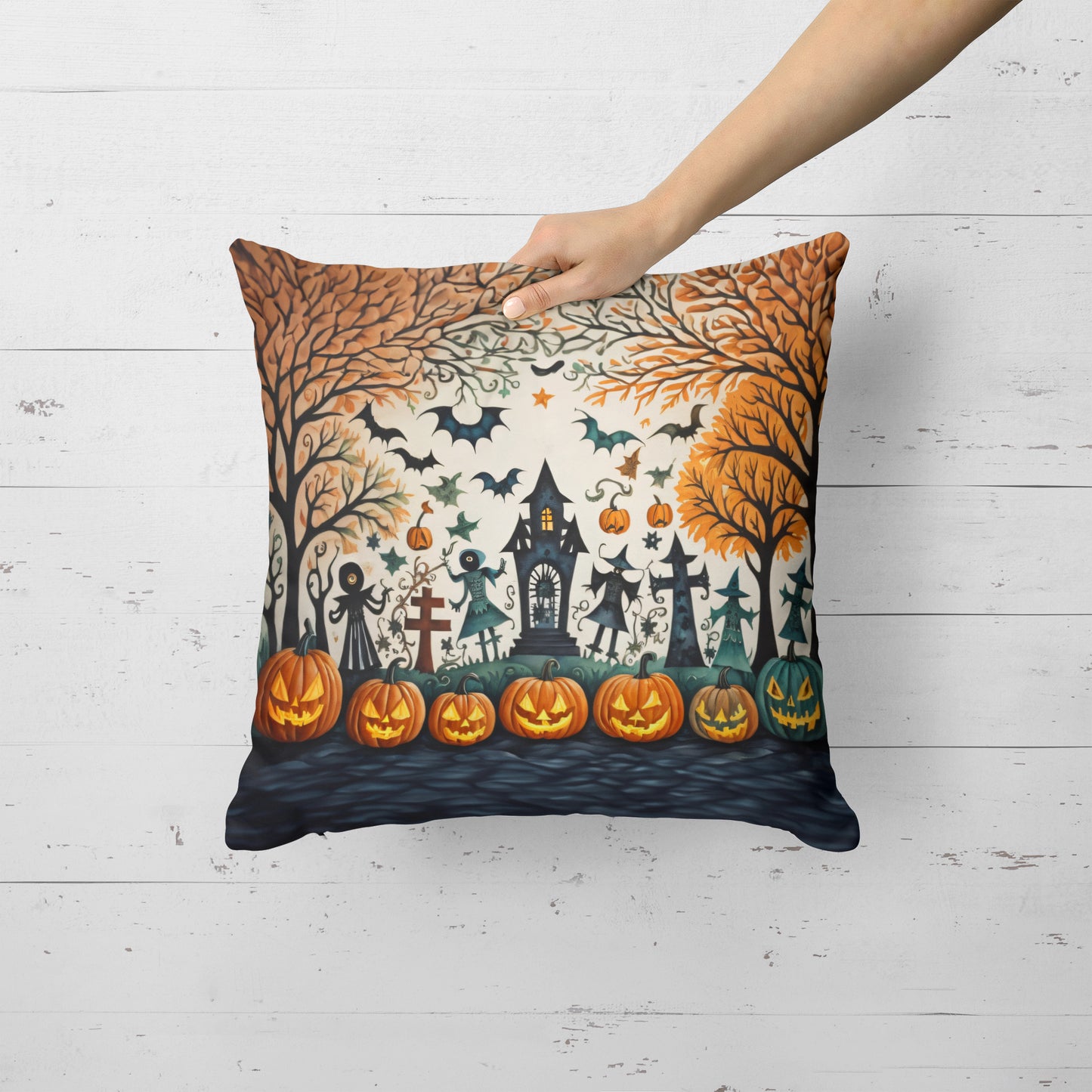 Papel Picado Skeletons Spooky Halloween Throw Pillow