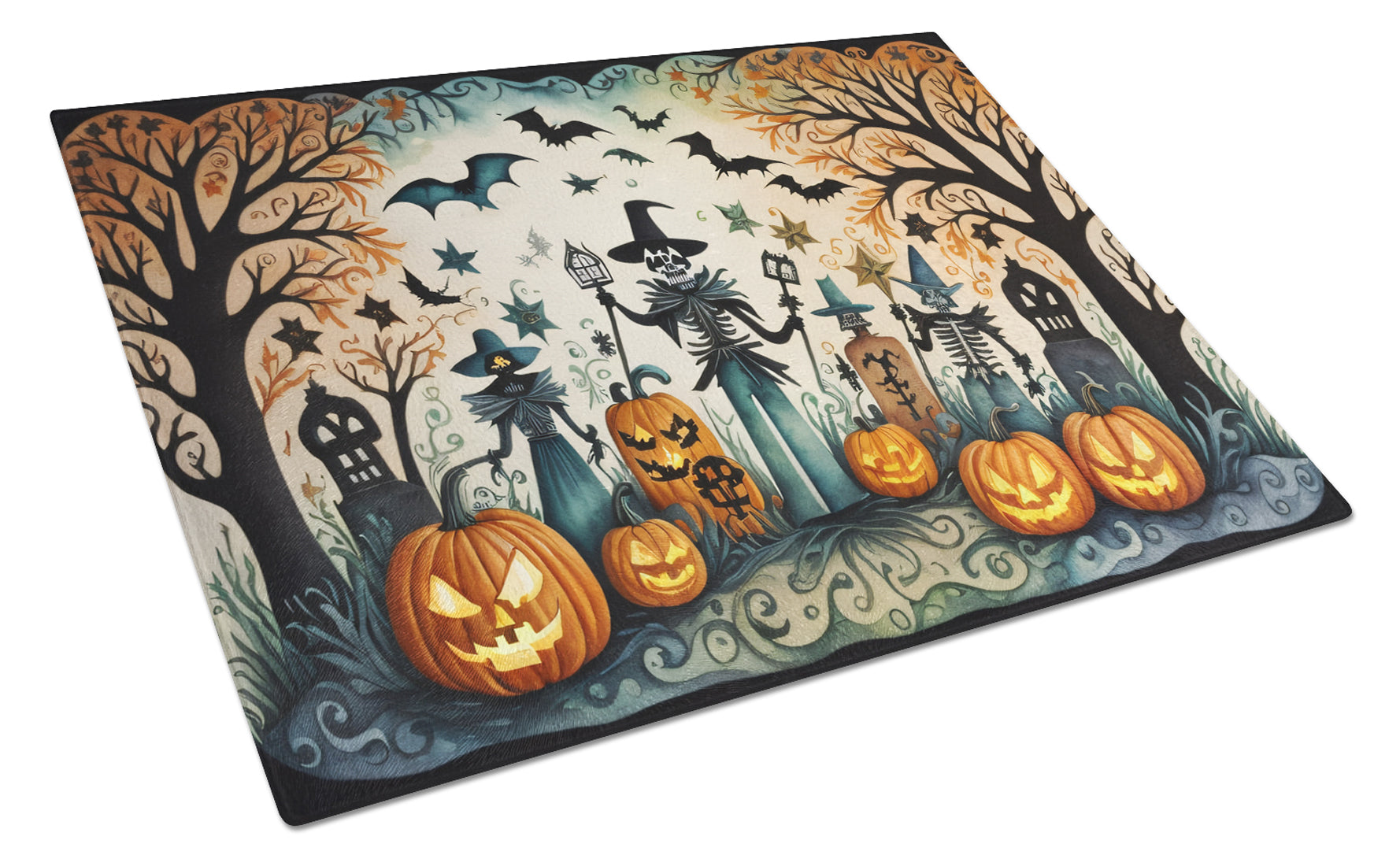 Buy this Papel Picado Skeletons Spooky Halloween Glass Cutting Board