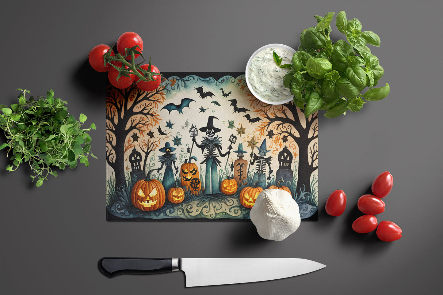 Papel Picado Skeletons Spooky Halloween Glass Cutting Board