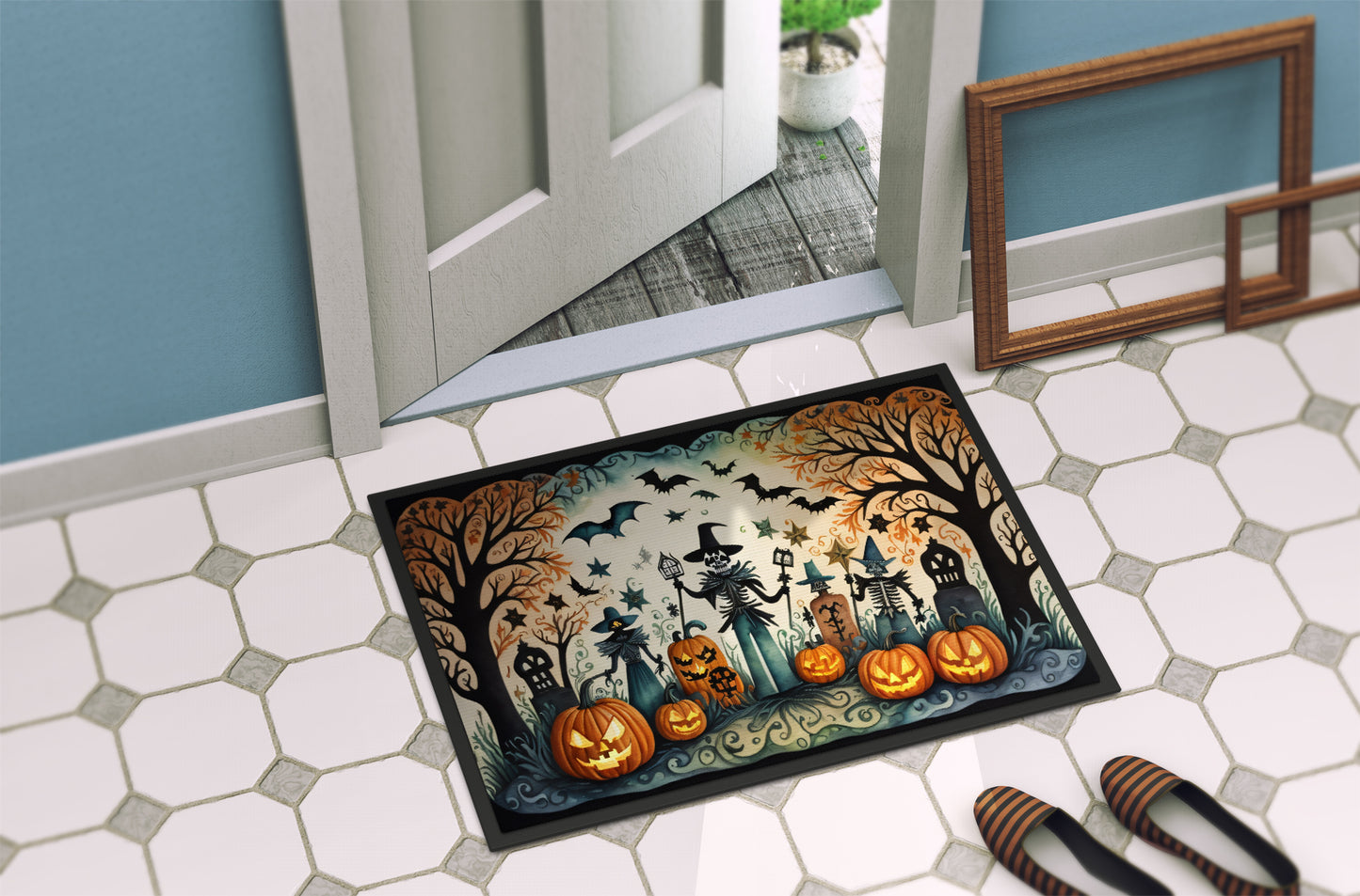 Papel Picado Skeletons Spooky Halloween Doormat