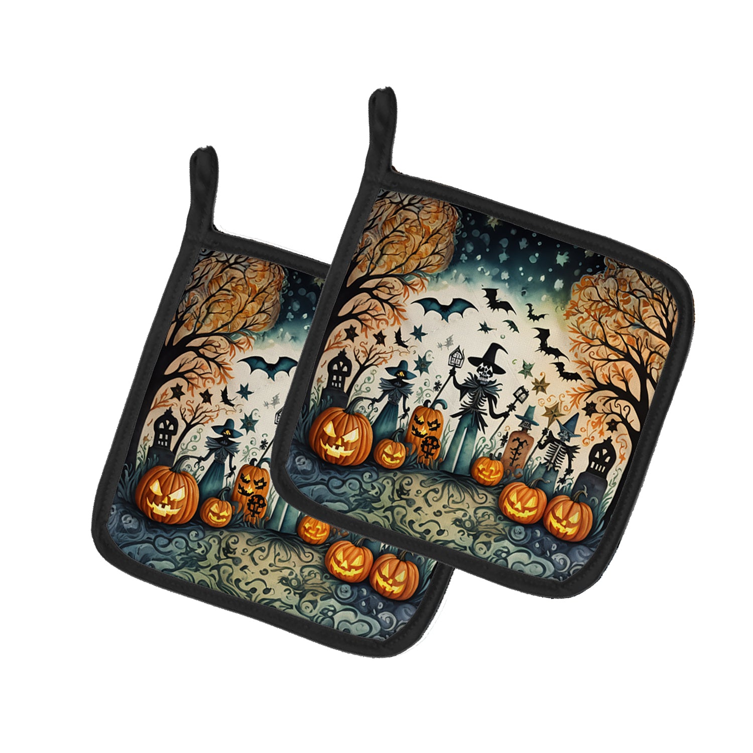 Buy this Papel Picado Skeletons Spooky Halloween Pair of Pot Holders