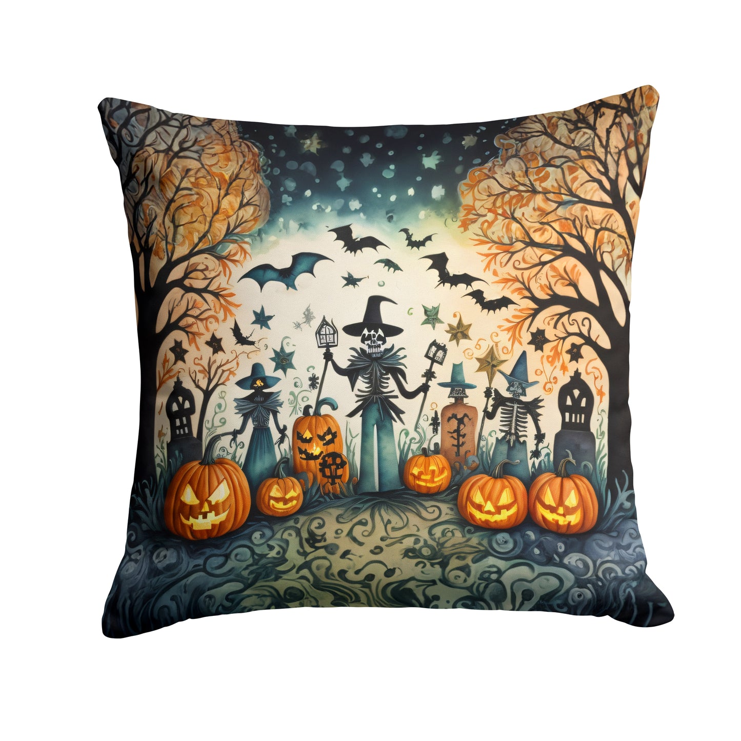 Buy this Papel Picado Skeletons Spooky Halloween Throw Pillow