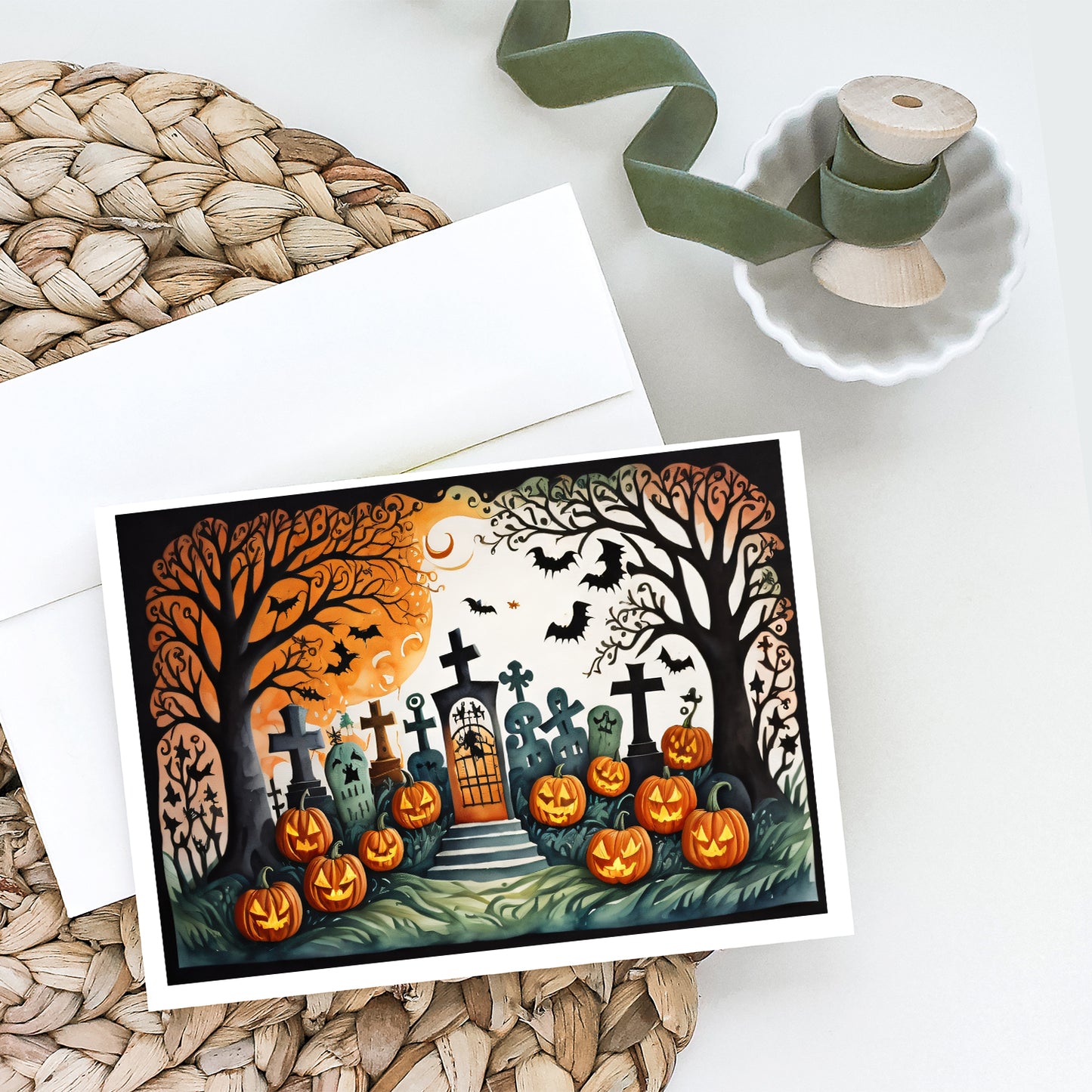 Papel Picado Skeletons Spooky Halloween Greeting Cards Pack of 8