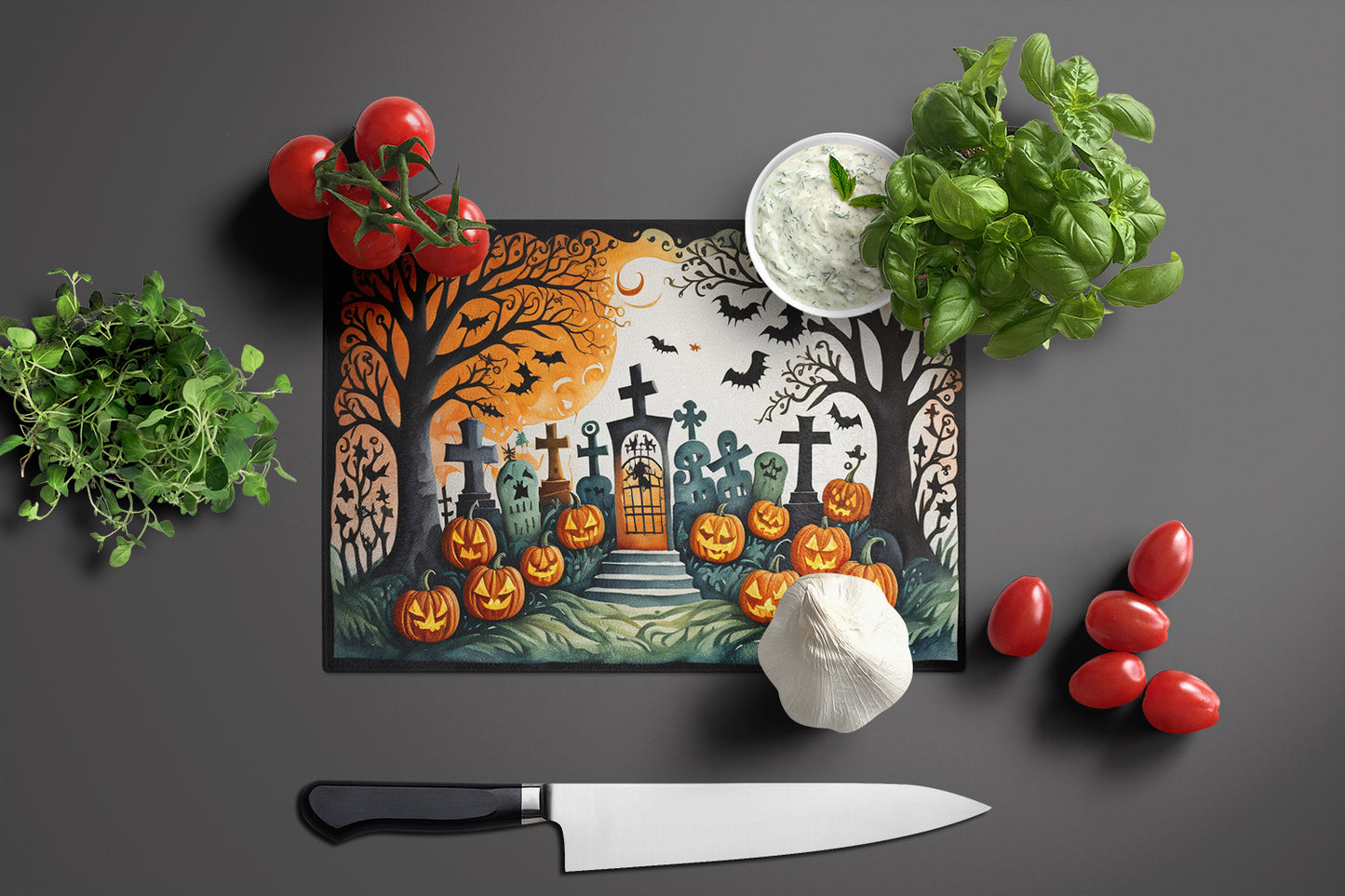 Papel Picado Skeletons Spooky Halloween Glass Cutting Board