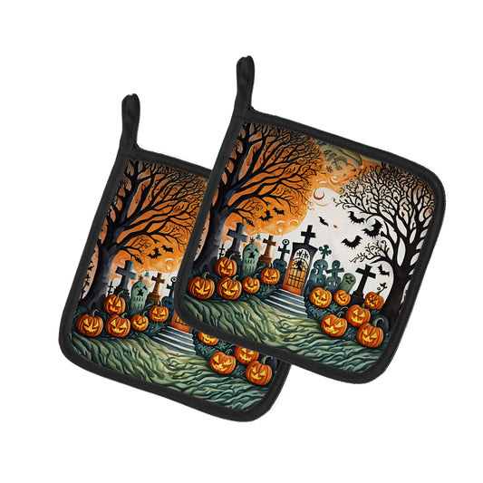 Buy this Papel Picado Skeletons Spooky Halloween Pair of Pot Holders