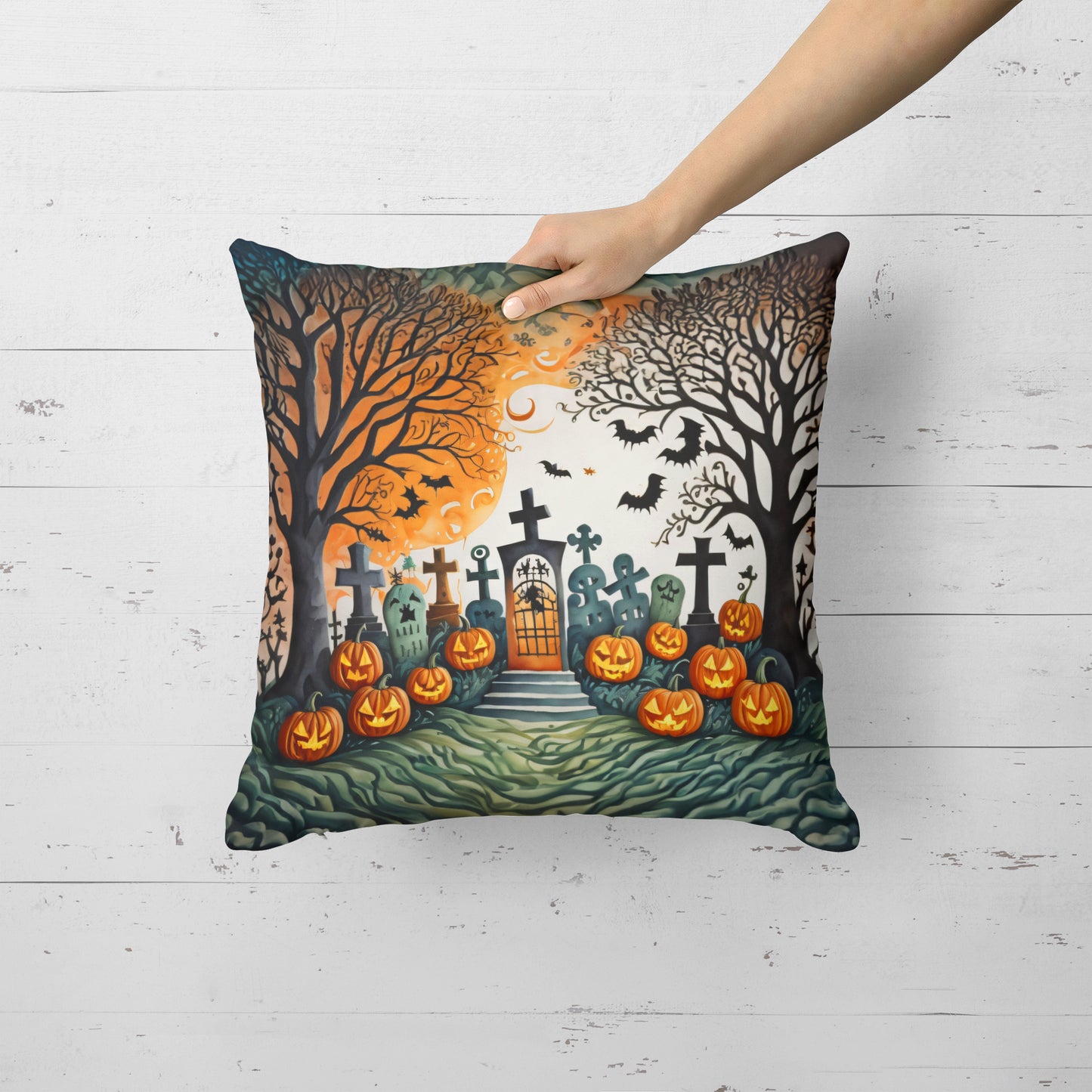 Papel Picado Skeletons Spooky Halloween Throw Pillow