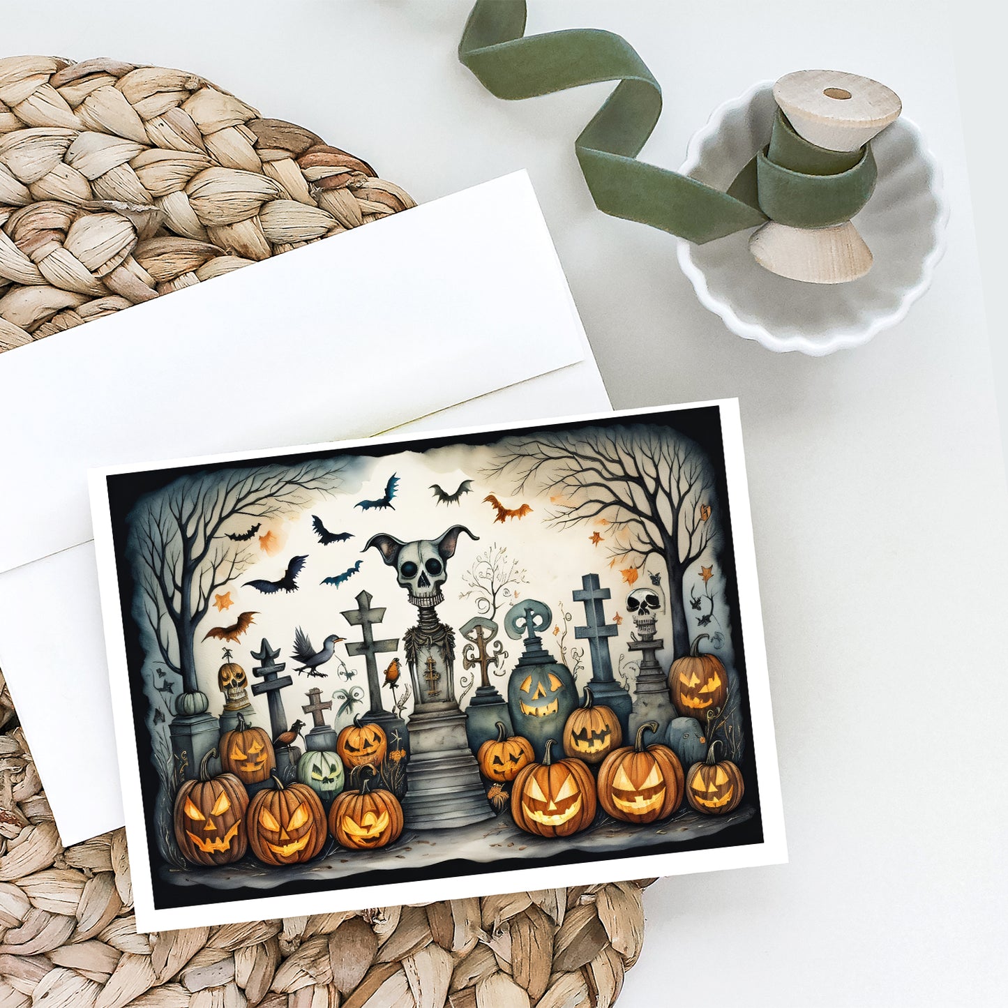Pet Cemetery Spooky Halloween Greeting Cards Pack of 8