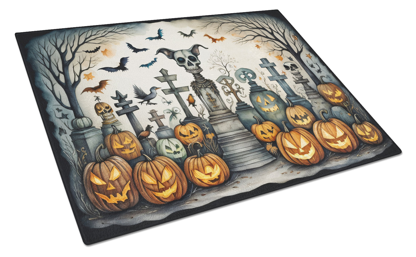 Buy this Pet Cemetery Spooky Halloween Glass Cutting Board