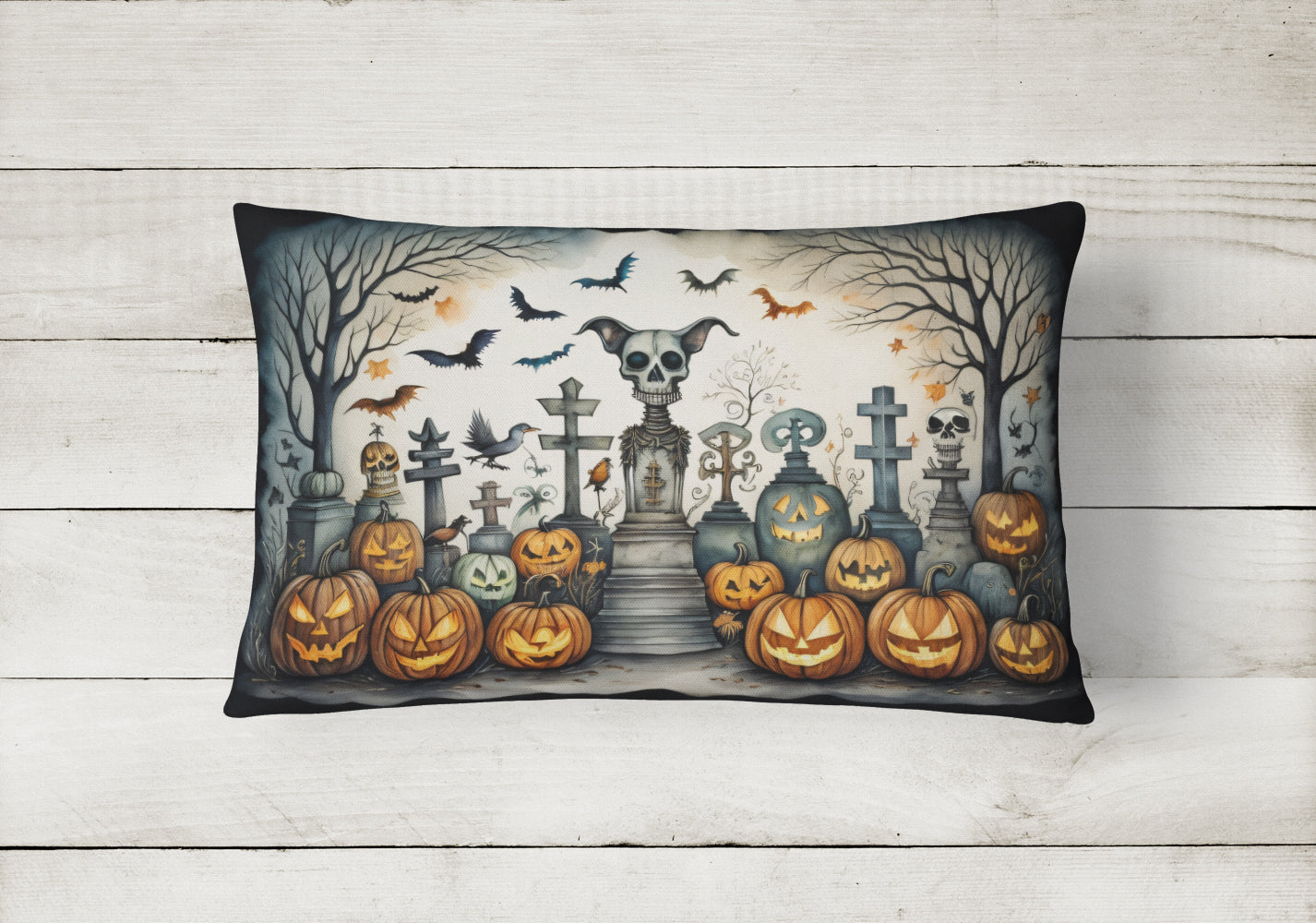 Pet Cemetery Spooky Halloween Throw Pillow