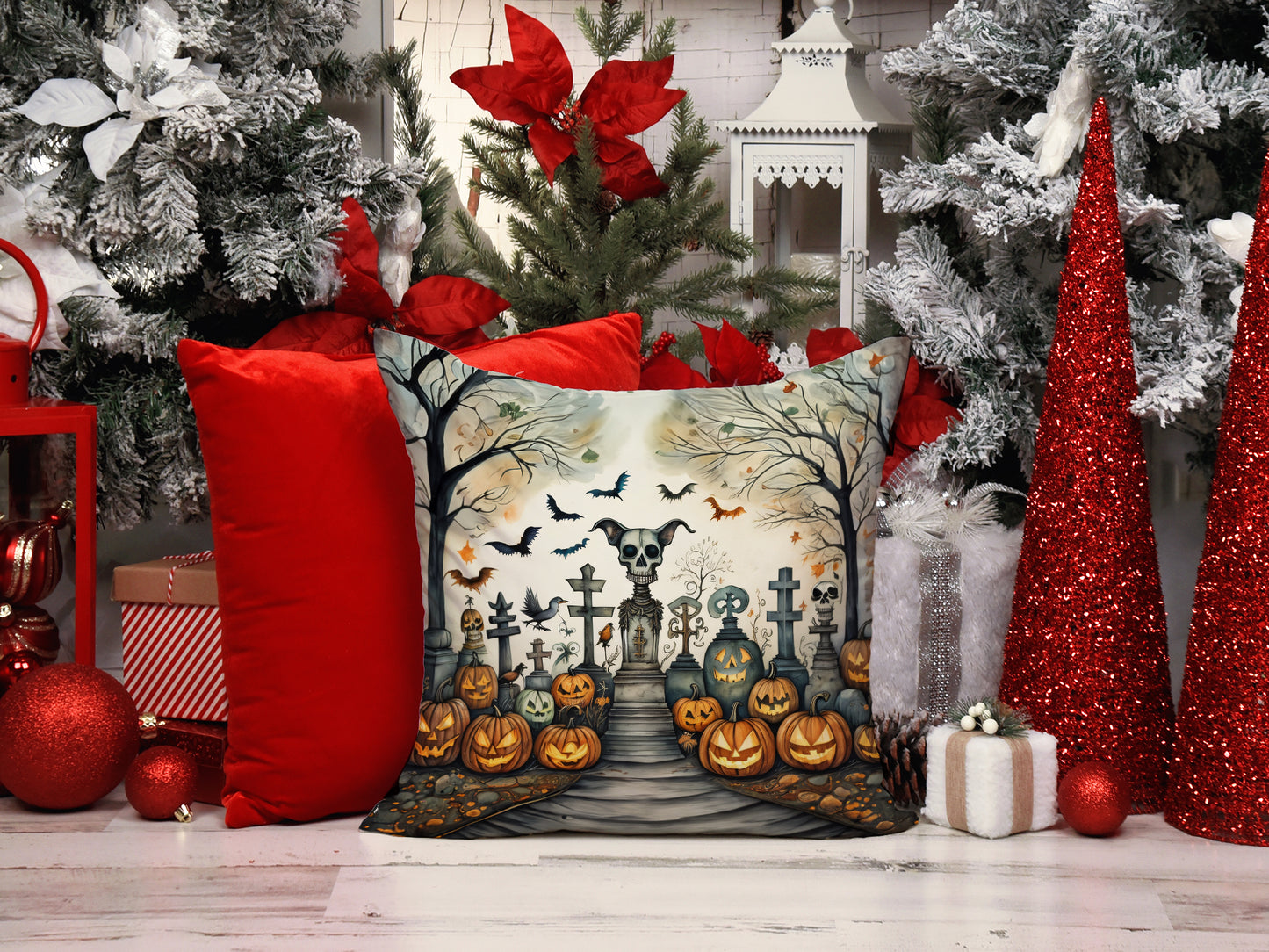 Pet Cemetery Spooky Halloween Throw Pillow