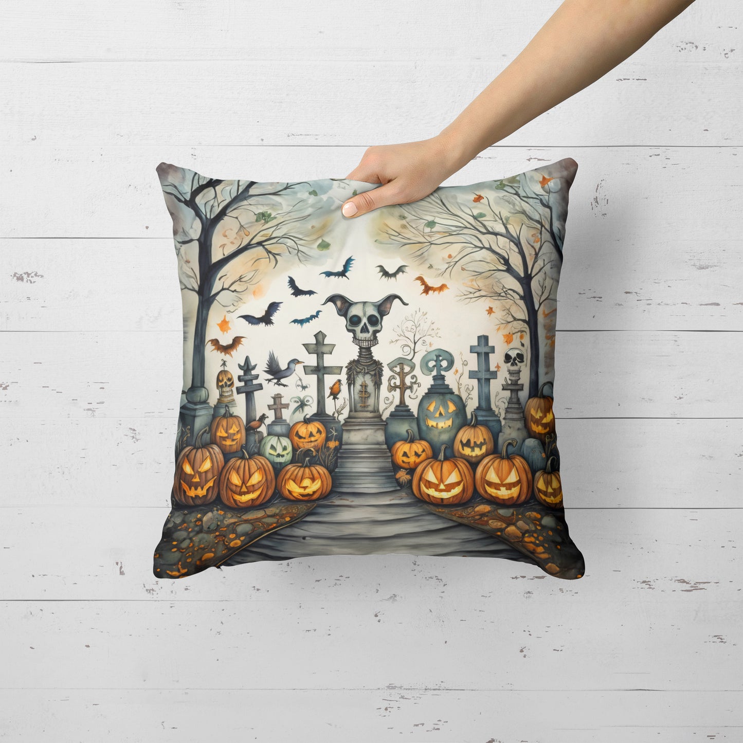 Pet Cemetery Spooky Halloween Throw Pillow