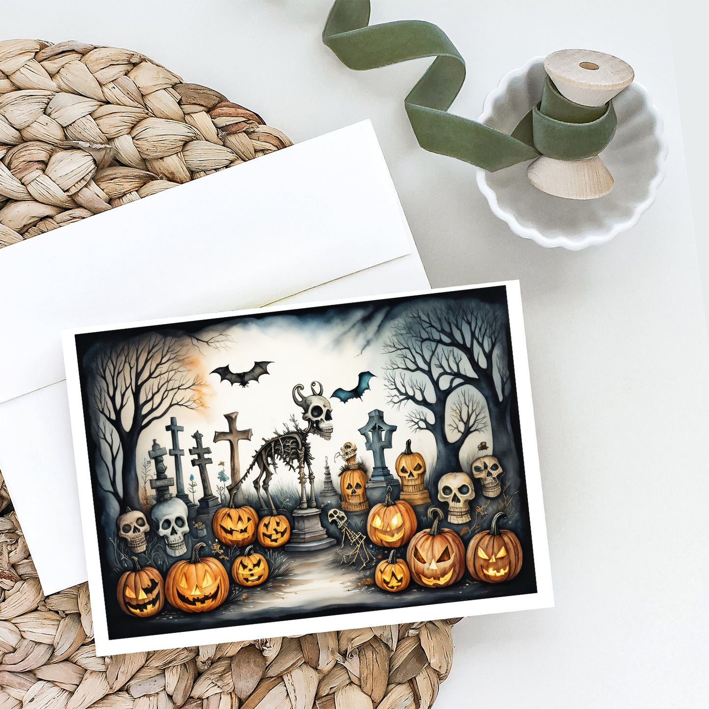 Pet Cemetery Spooky Halloween Greeting Cards Pack of 8