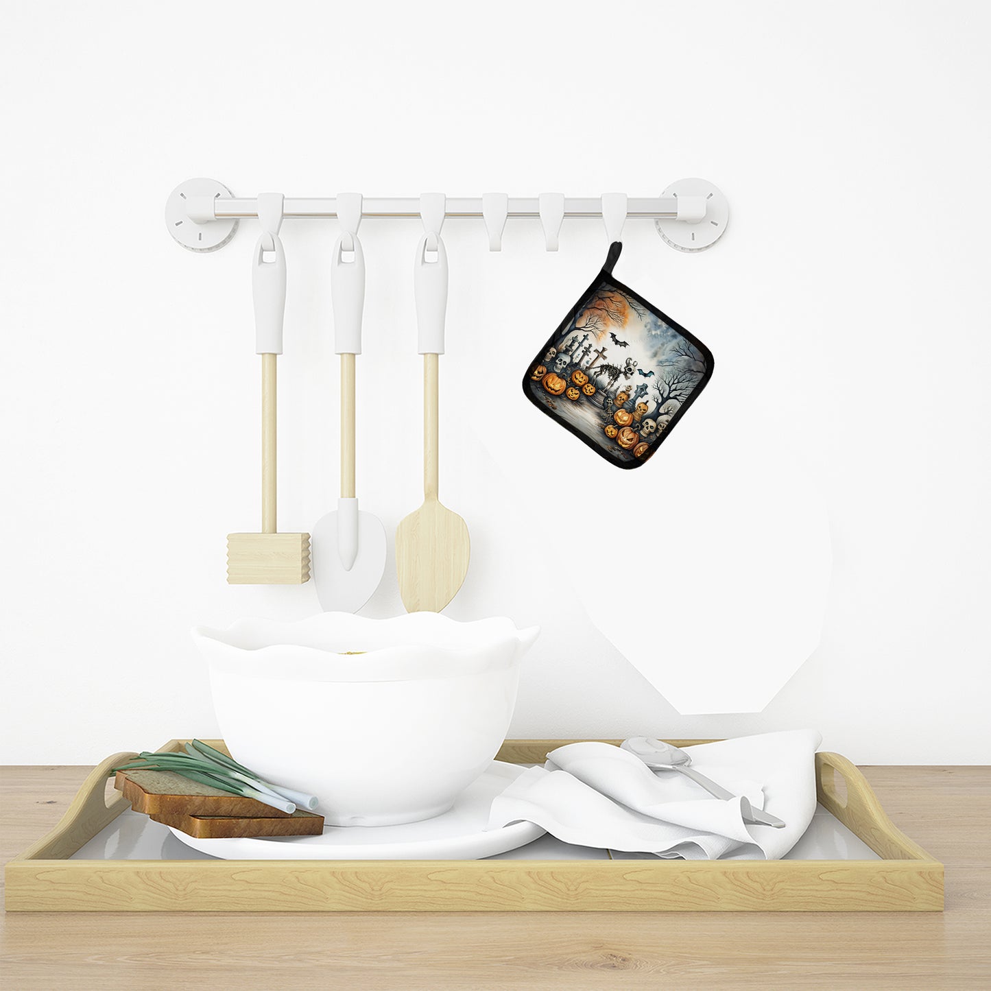 Pet Cemetery Spooky Halloween Pair of Pot Holders