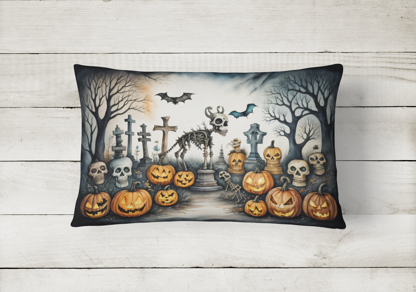 Pet Cemetery Spooky Halloween Throw Pillow