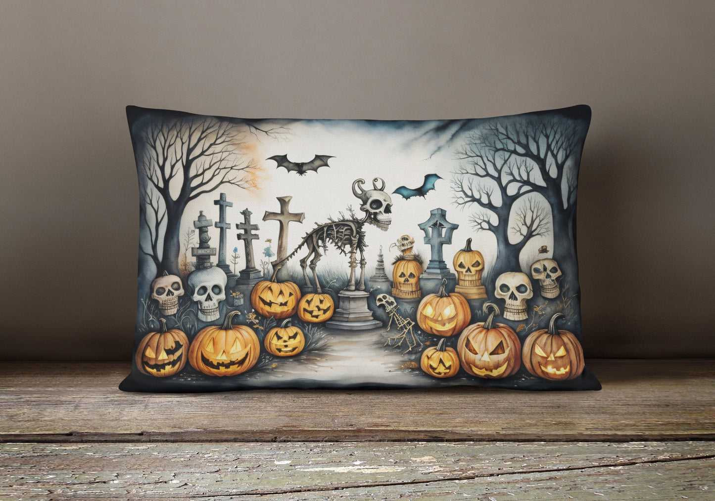 Pet Cemetery Spooky Halloween Throw Pillow